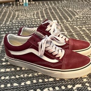 Vans Burgundy and White Classic Sneakers